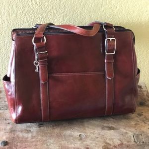 Fossil Leather padded Briefcase/laptop bag 16”x12”